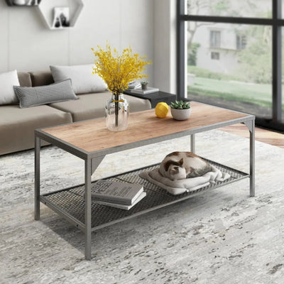 Cuboid Coffee Table Water-Proof Scratch-Resistant W/3D Texture Metal Frame happypetssupply