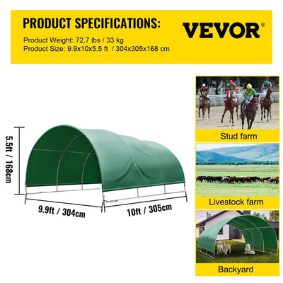 VEVOR Livestock Shelter 9.9x10x5.5FT happypetssupply